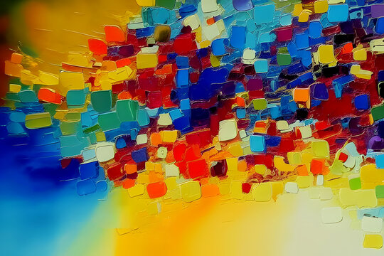 Hand-drawn abstract oil painting art background. Colorful texture fragment of artwork canvas. Spots of brushstrokes of paint and modern contemporary art, full hd background design - Powered by Adobe