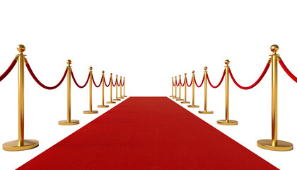red carpet and gold barriers isolated on white.