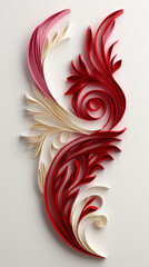 Abstract Red and White Paper Art Swirls

