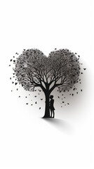 Silhouette Under a Heart-Shaped Tree

