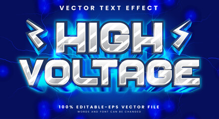 High voltage 3D editable text effect template with Game style - obrazy, fototapety, plakaty