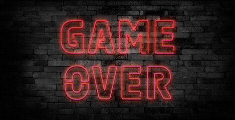 Game over neon signs vector. Design template neon sign.