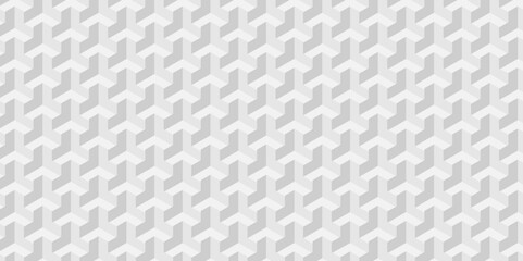 White and gray seamless pattern Abstract cubes geometric tile and mosaic wall or grid backdrop hexagon technology. white and gray geometric block cube structure backdrop grid triangle background.