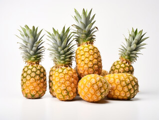 Fresh and juicy pineapple on white background