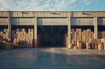 industrial warehouse building with a large number of boxes inside