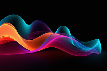 Abstract neon waves in a dark background