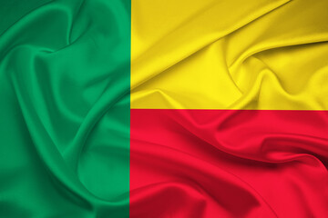 Flag Of Benin, Benin flag, National flag of Benin. Fabric and texture flag of Benin.