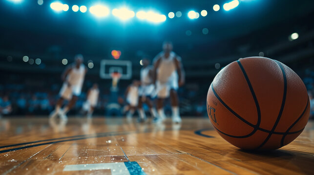Basketball in the court. 