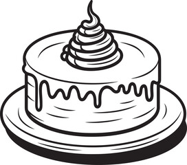 Sable Serenade Vector Cake IllustrationCharcoal Reverie Black Cake Vector Design