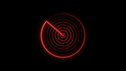  searching Hud radar. Abstract technology red color radio waves signal illustration.