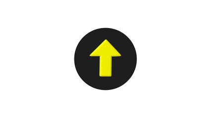 Yellow color Animated Arrows illustration. White background Direction Arrows, Arrow Sign gray circle 4k illustration.
