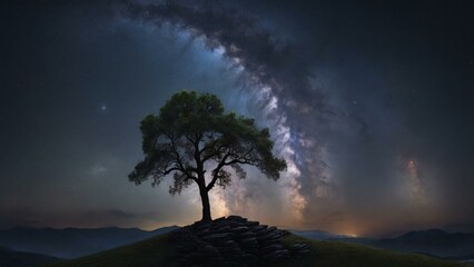 Tree in the night sky