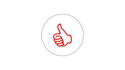 Like icon red color button illustration. Social media notification icons. White background blue circle 4k illustration.