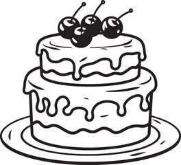 Black Vector Cake Illustration Graphic SophisticationElegant Black Cake Silhouette in Vector