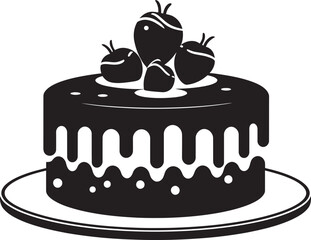 Sable Symphony Vector Cake EleganceCharcoal Artistry Black Cake Illustration