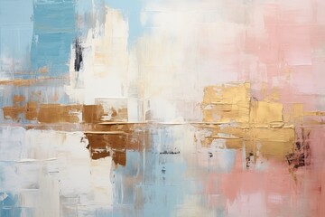 Abstract painting with large strokes in pastel color, pastel background