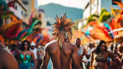 Fototapeten male dancer in Costume for Festival, Mardi Gras, Carnival, Halloween or more. © alexkich