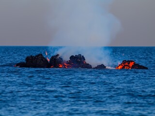 burning fire in the sea
