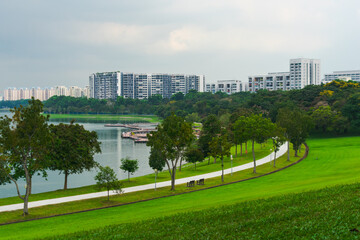 View of the city from Bedok reservoir