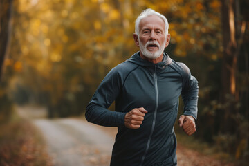 Obraz premium Senior man going for a run and living a healthy lifestyle for longevity
