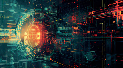 Fototapeta premium Conceptual Digital Abstract Art Background with Advanced Technology