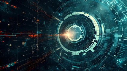 Futuristic Digital Art. Abstract Background with Technological Concept