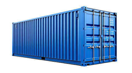 blue shipping container on transparent background