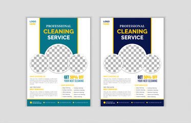 Vector cleaning service flyer poster design template. Cleaning service promotional poster flyer template. service, Housekeeping, wash, clean or home repair service marketing flyer template design