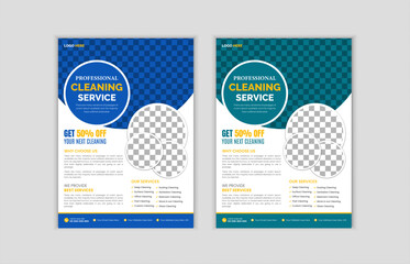 Vector cleaning service flyer poster design template. Cleaning service promotional poster flyer template. service, Housekeeping, wash, clean or home repair service marketing flyer template design