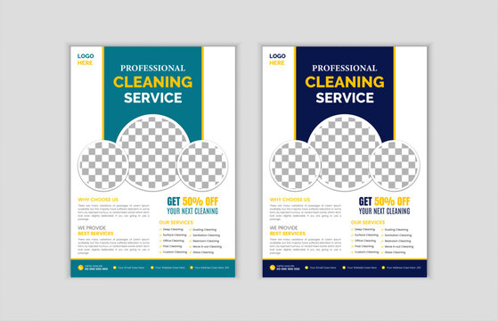Vector cleaning service flyer poster design template. Cleaning service promotional poster flyer template. service, Housekeeping, wash, clean or home repair service marketing flyer template design