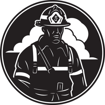 Black and White Fire Department Symbol   VectorVector Graphic of Firefighter Tools