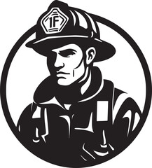 Vector Graphic of Heroic Firefighter EmblemVector Firefighting Tools in Monochrome