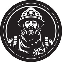 Vector Graphic of Firemans SceneBlack Vector Firefighting Tools