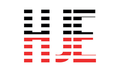 Fototapeta premium HJE three initial letter iconic line negative space minimal logo design vector template. monogram, abstract, wordmark, business, typography, minimalist, brand, company, flat, modern, unique, simple