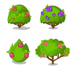Vector botanic elements for your projects. Set with green bushes.