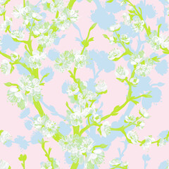 Abstract pattern with sakura silhouettes for textile