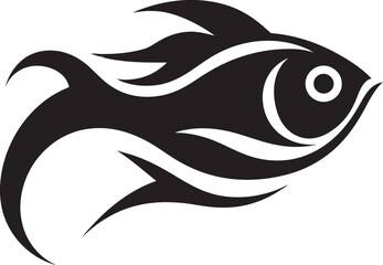 Chromatic Seafloor Sonata Black Fish Vector EnsembleSilhouetted Nautical Poetry Fish Vector Noir Trove