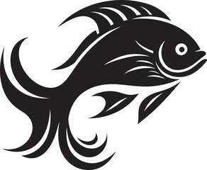 Monochrome Marine Memoir Fish Vector SilhouettesUndersea Noir Black Fish Vector Illustration Set
