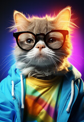 Cat dressed in LGBT colours