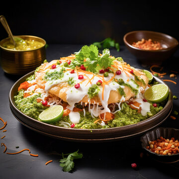 indian street food or chat called dahi kachori