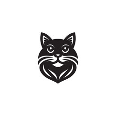 Fototapeta na wymiar Black Cat Minimalist Logo Design