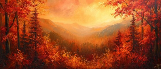 Vibrant Fall Foliage In A Stunning Backdrop Artistically Crafted. Сoncept Autumnal Landscape, Colorful Leaves, Creative Composition, Nature-Inspired Portraits