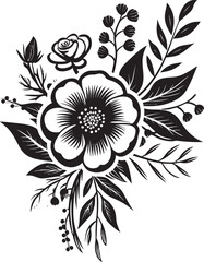 Monochrome Floral Unveiling Illuminated XI Floral Vector UnveilingMidnight Garden of Petals VI Black Floral Vector Garden