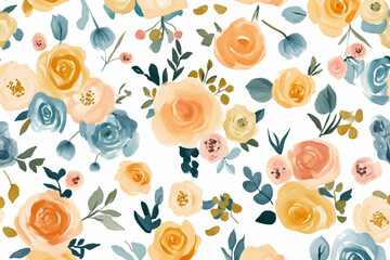 Watercolor illustration. Wallpaper. Flowers