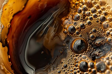 Black coffee liquid with foam. - Powered by Adobe