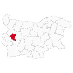 Bulgaria map with Sofia capital city
