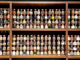Jars Of Spices On Shelves