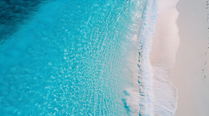 Beautiful tropical beach along the coastline, Aerial drone view of sandy beach.