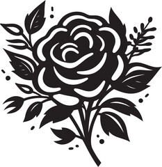 Inked Floral Serenade  Shadowy Floral Vector SerenadeStygian Bloomed Florals XVI Black and White Bloomed Florals