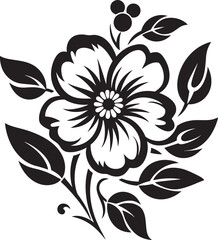 Midnight Whispers Among Blooms IX Black and White Whispered BloomsInked Floral Serenade I Stylish Black Vector Serenade